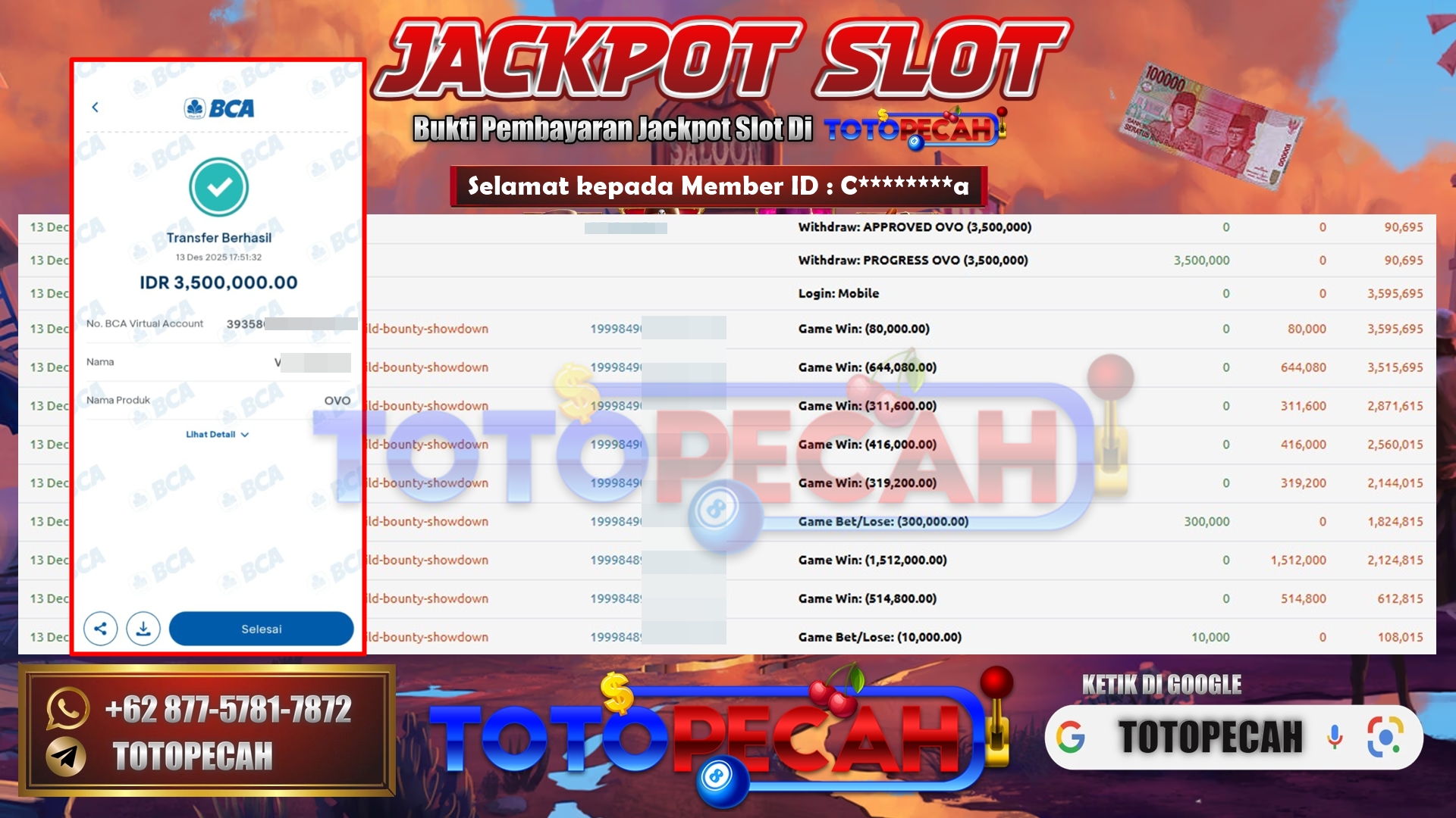 BUKTI WD TOTOPECAH 13 12 2025