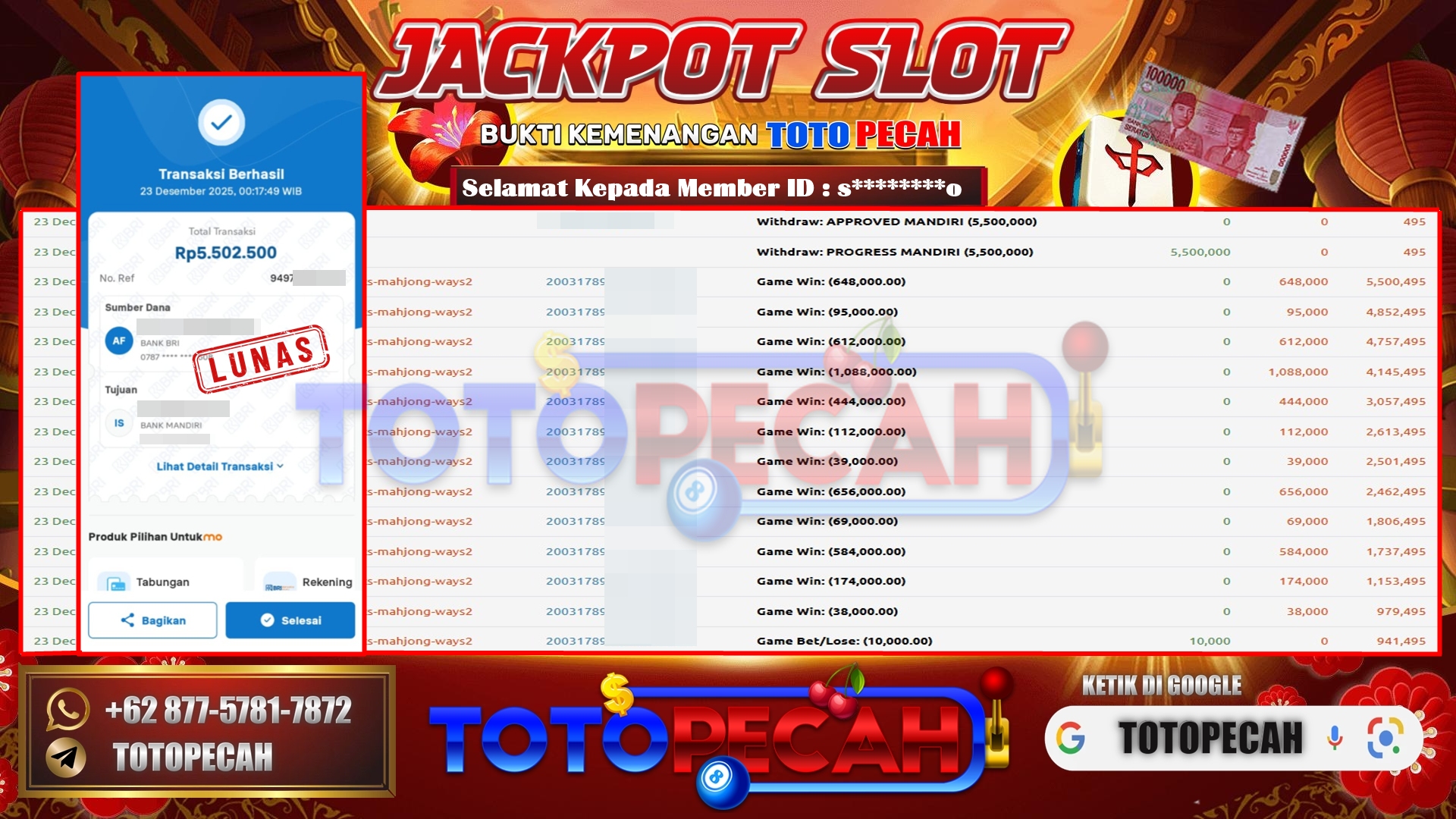 BUKTI WD TOTOPECAH 23 12 2025